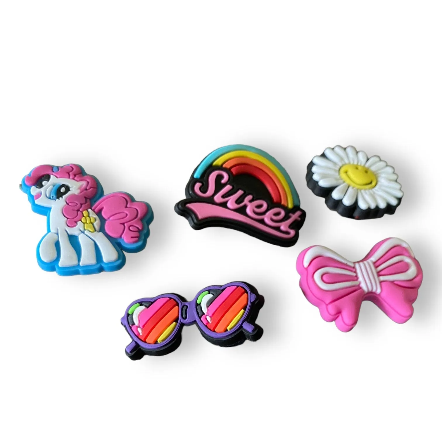 5 Pony Rainbow Sunglasses Shoe Charms Decorations