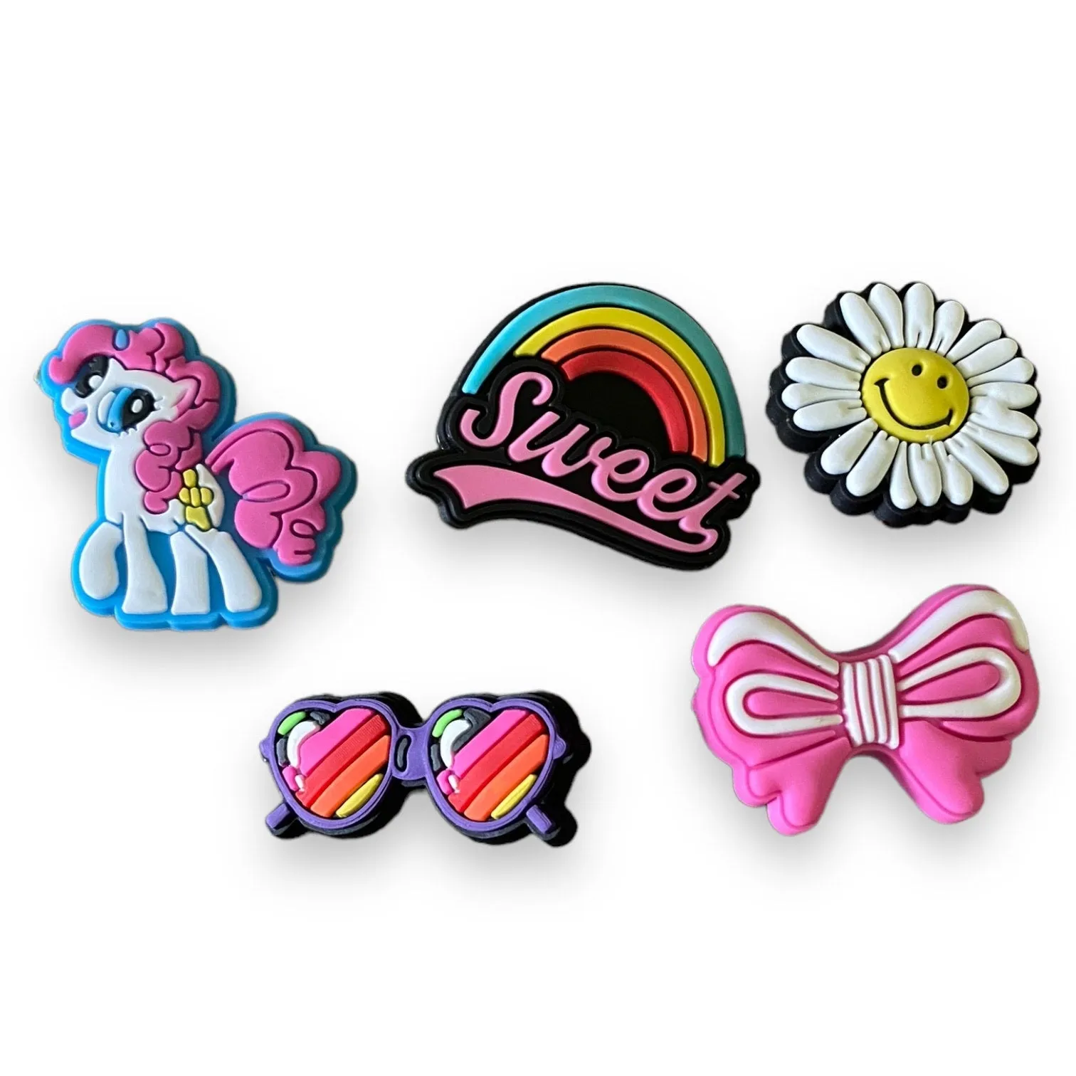 5 Pony Rainbow Sunglasses Shoe Charms Decorations