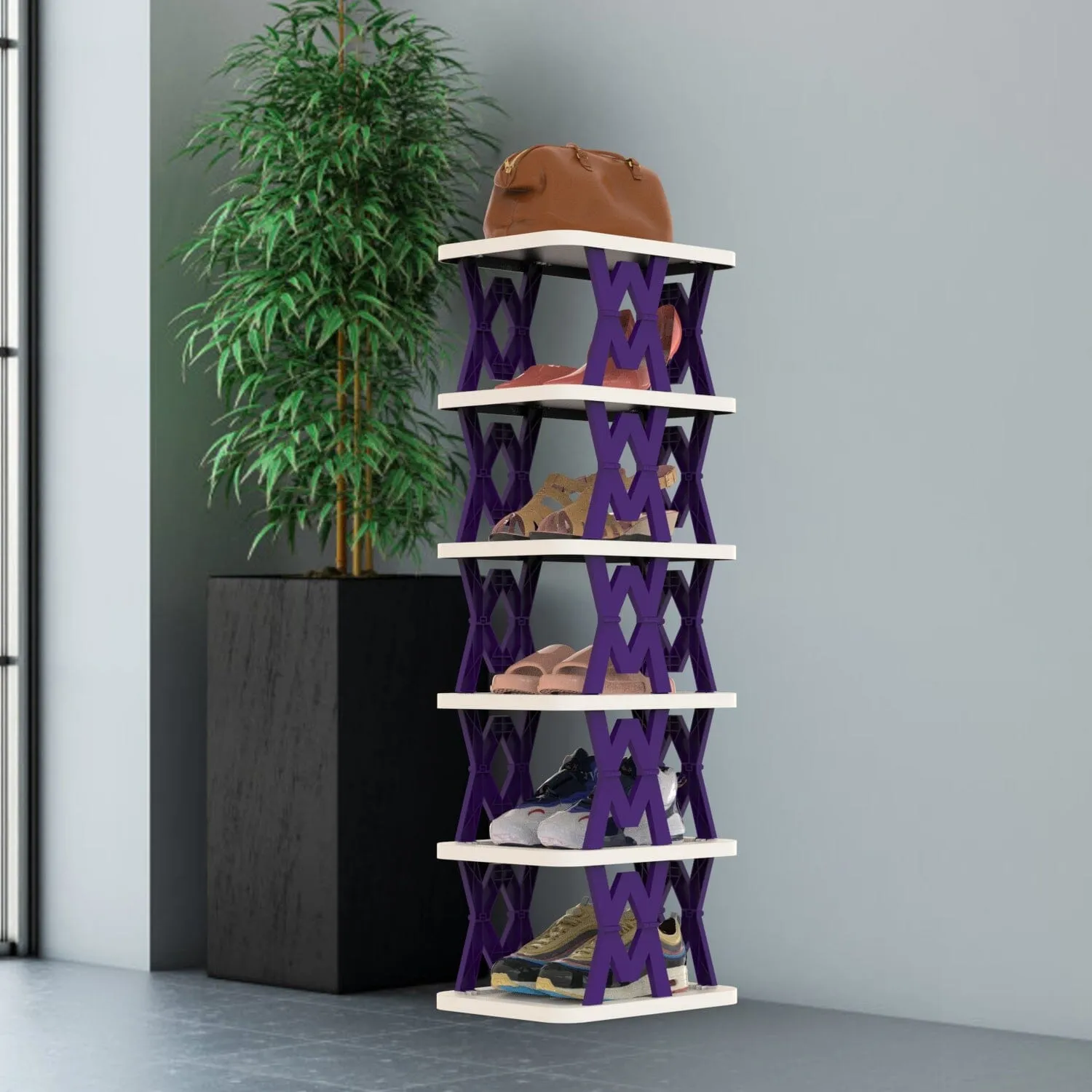 6-Tier Foldable Vertical Shoe Rack