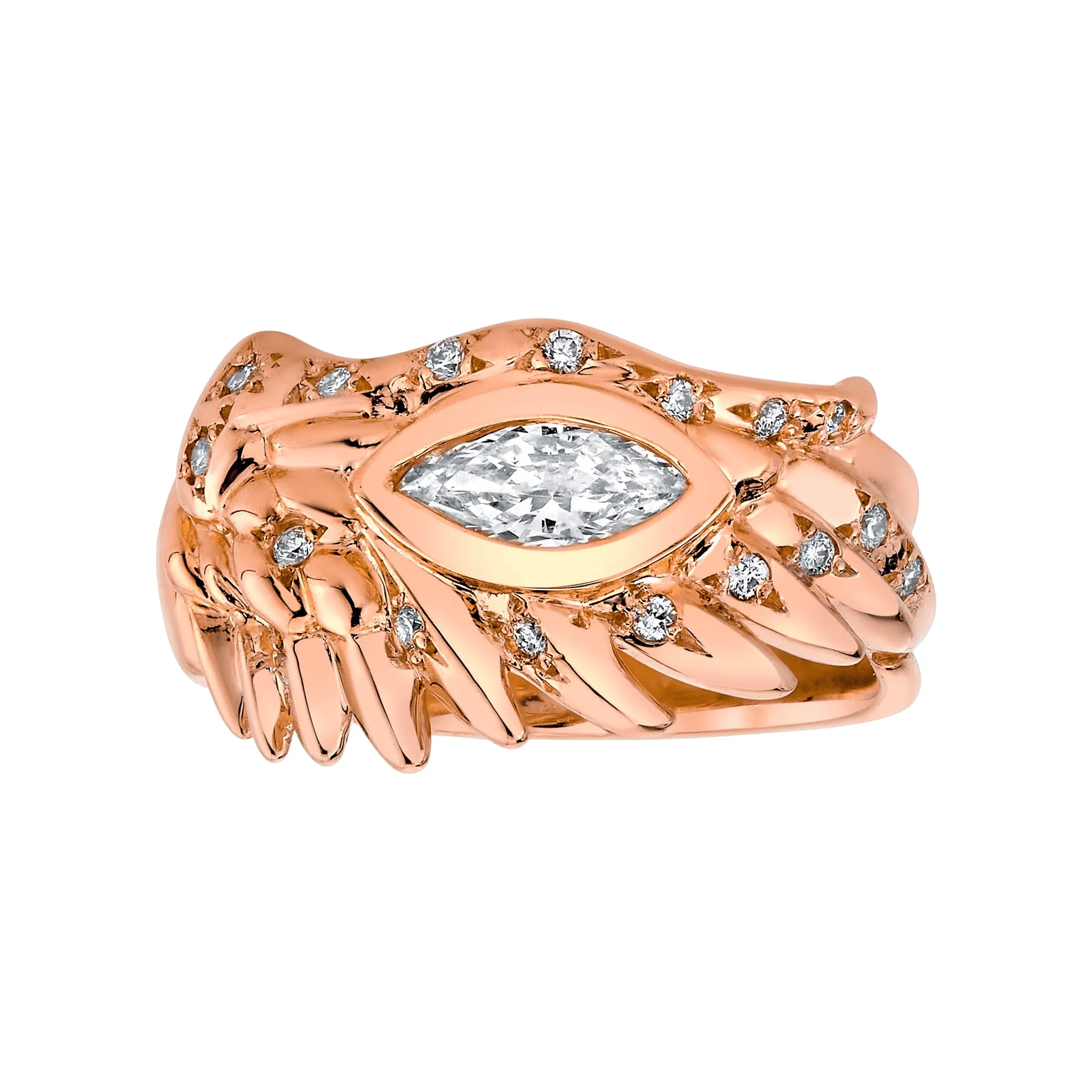 Angel Eye Sprinkled Diamond Wing Ring