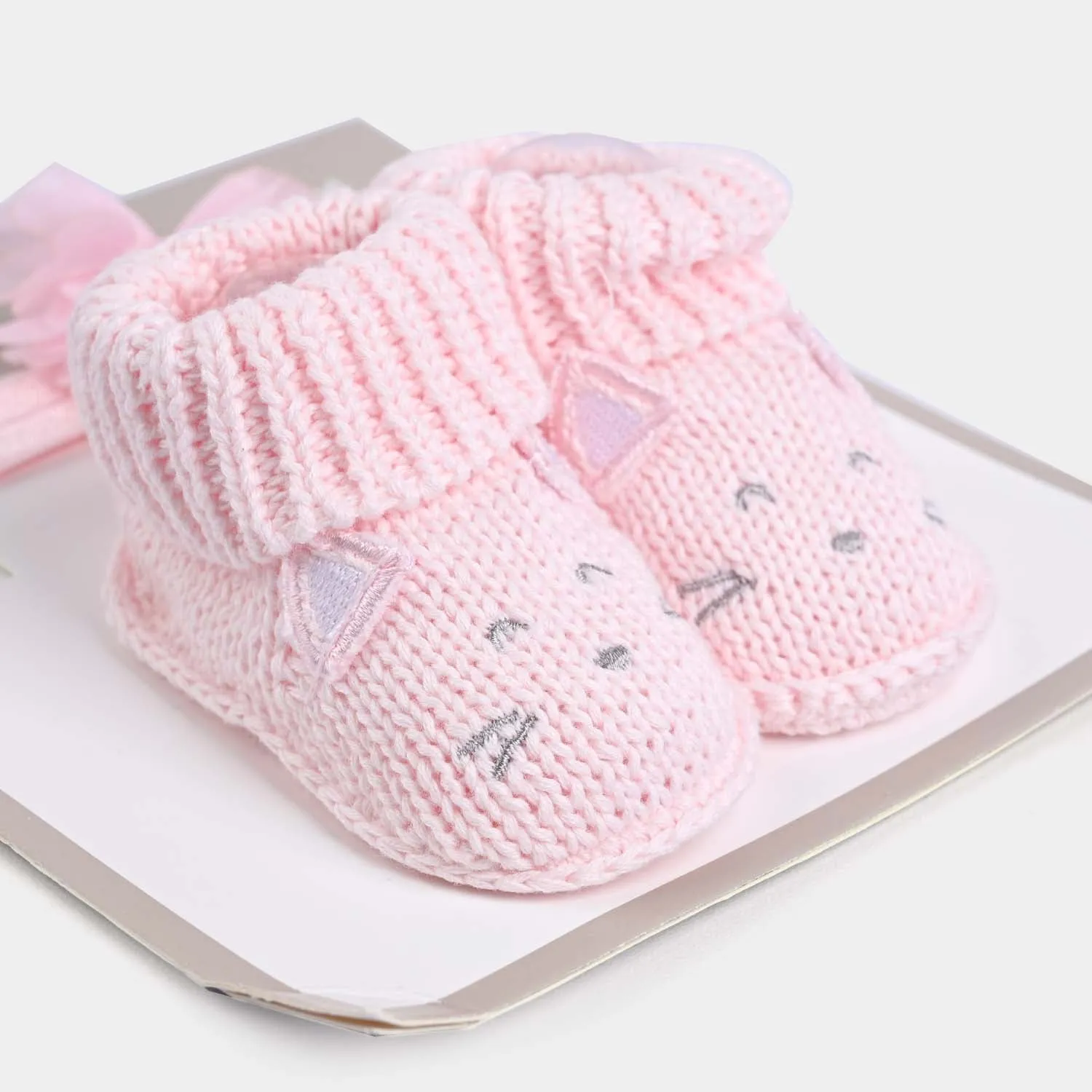 Baby Shoes With Head Band 0-6M-Light Pink