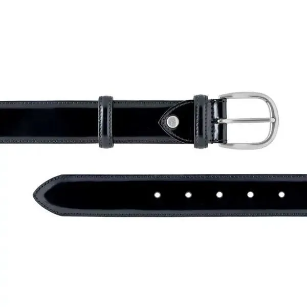 BARKER Belt - Mens Leather Plain - Black Patent