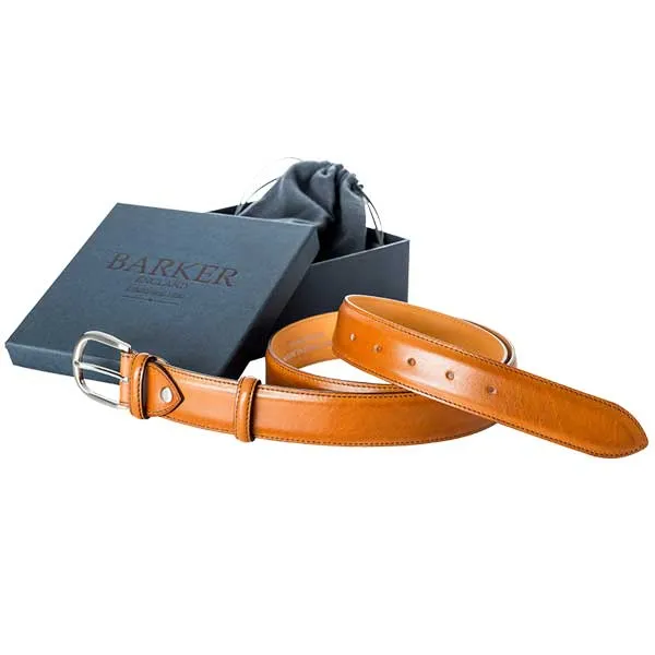 BARKER Belt - Mens Leather Plain - Conker Calf