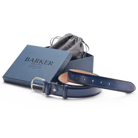 BARKER Belt - Mens Leather Plain - Navy Hand Painted