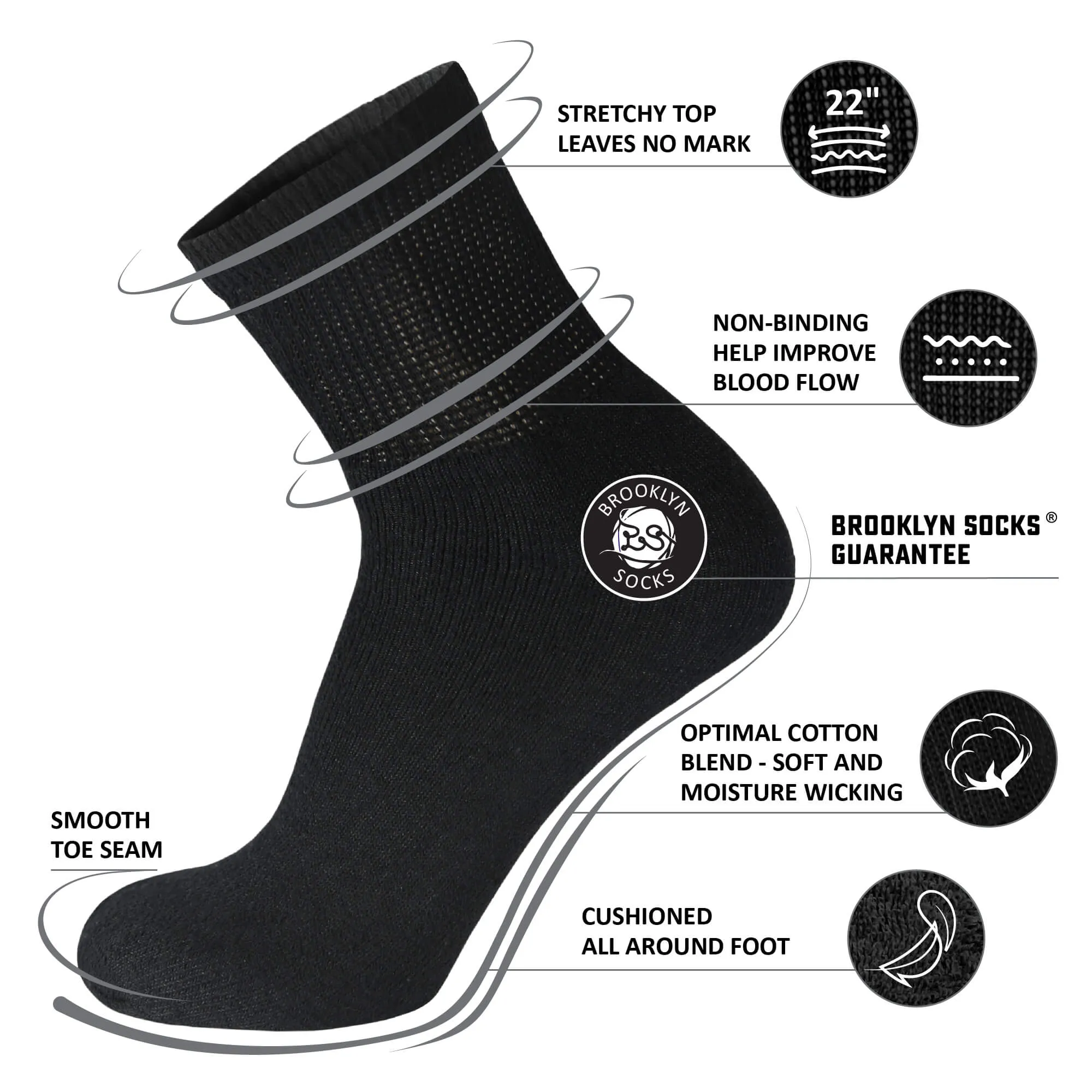 Big&Tall Cotton Diabetic Ankle/Quarter Socks