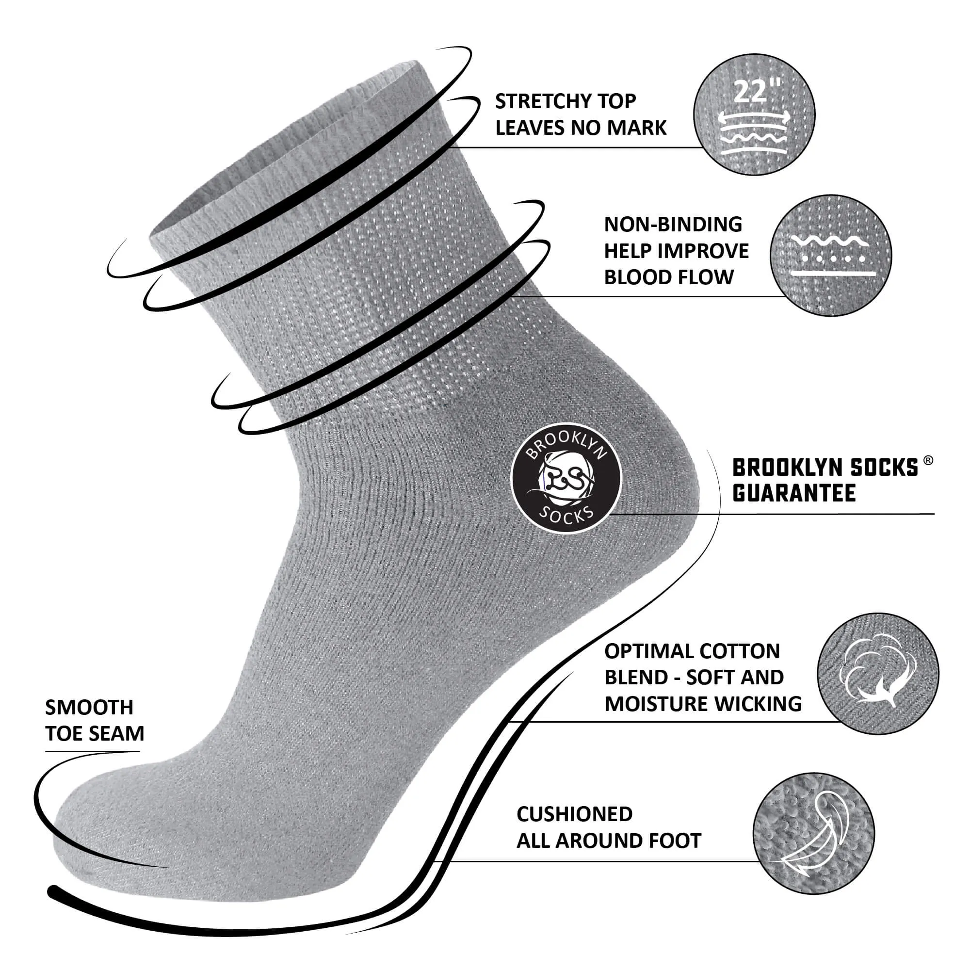 Big&Tall Cotton Diabetic Ankle/Quarter Socks