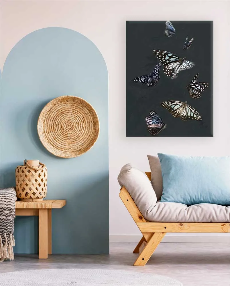 Blue Tiger Butterflies Canvas Wall Art