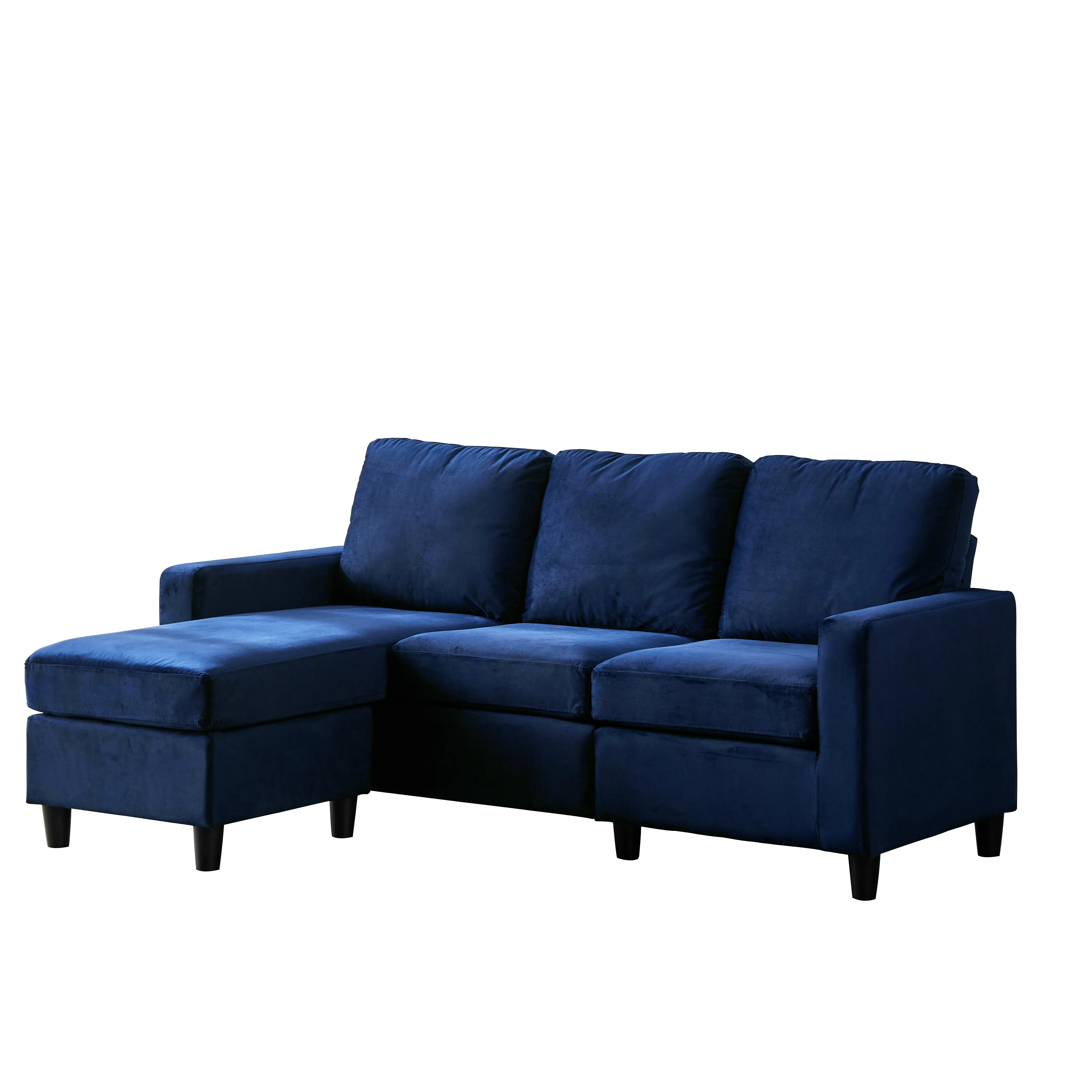 Campbell 3 Seater Sofa with Reversible Chaise in Blue Velvet