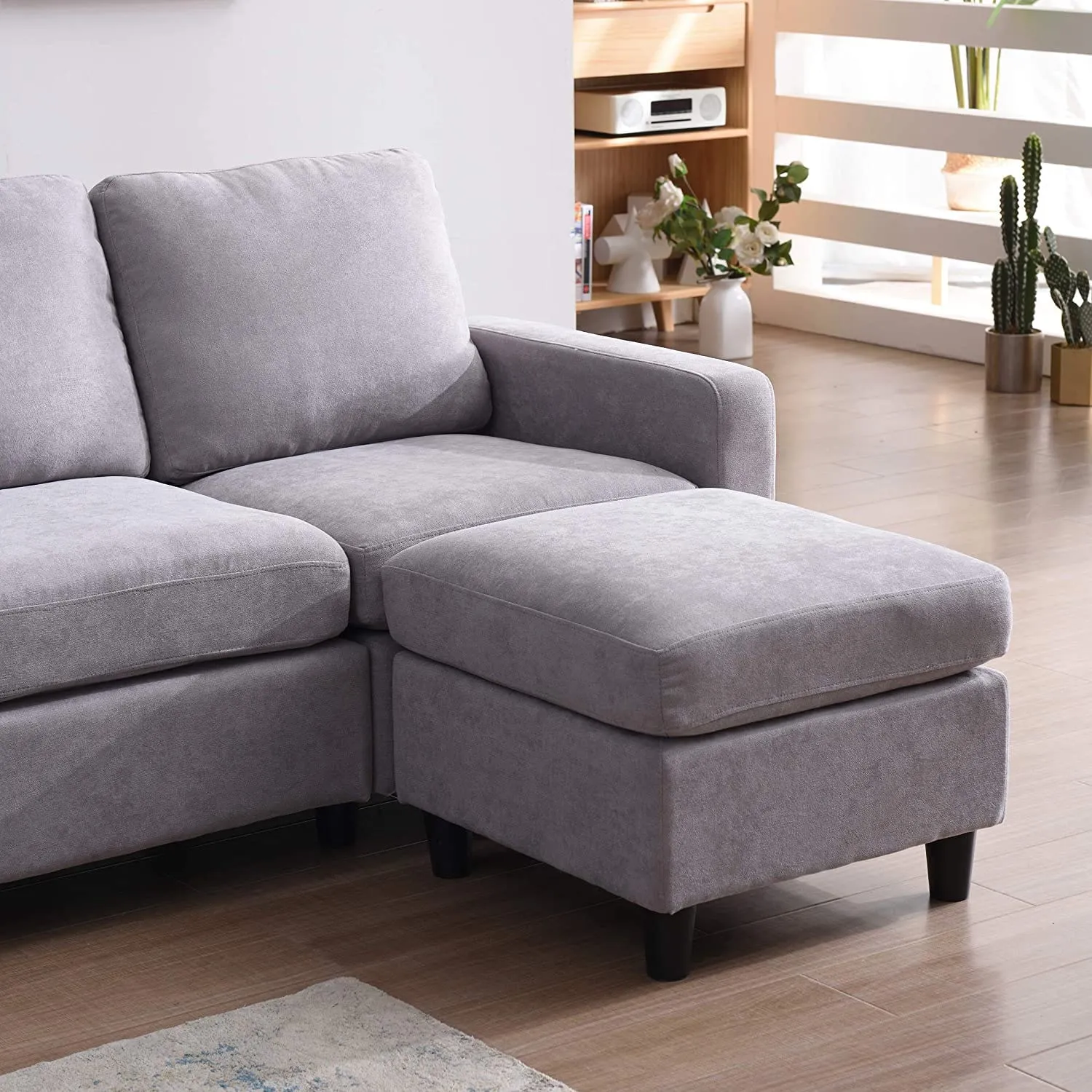 Campbell 3 Seater Sofa with Reversible Chaise in Light Grey