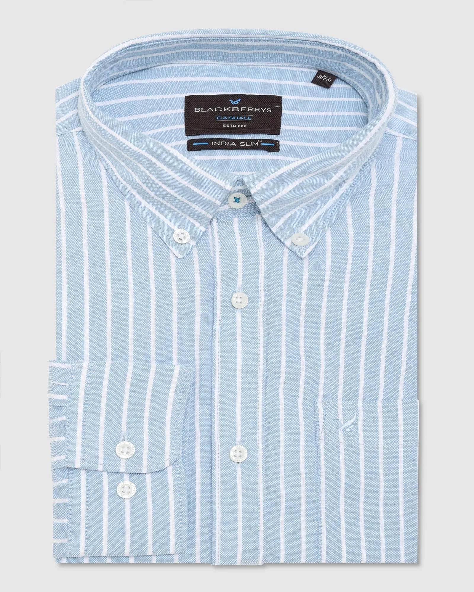 Casual Blue Striped Shirt - Hawk