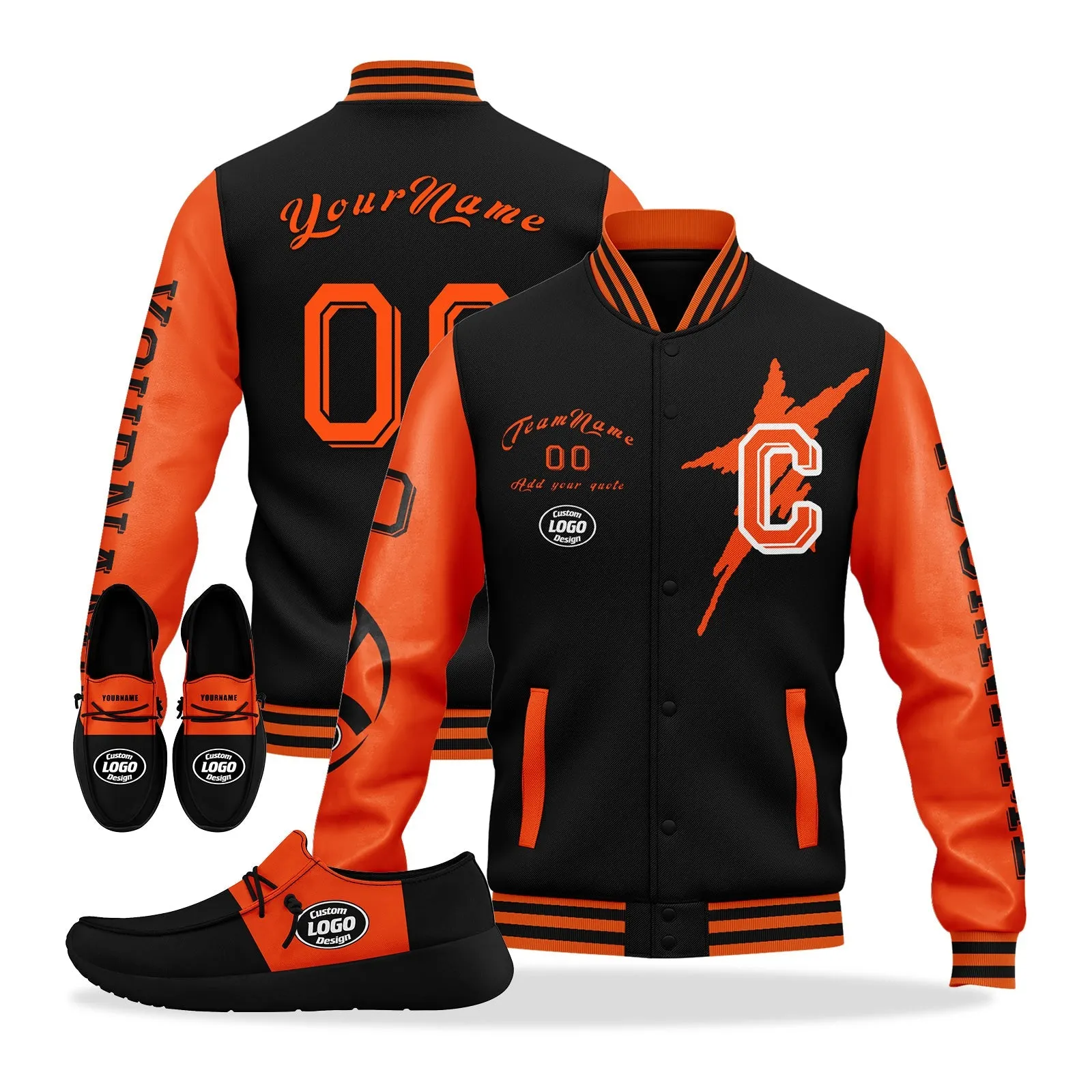 Custom Black Orange Cincinnati Jacket and Sports Shoes Combo Offer Personalized Combo ZH-D020294-6