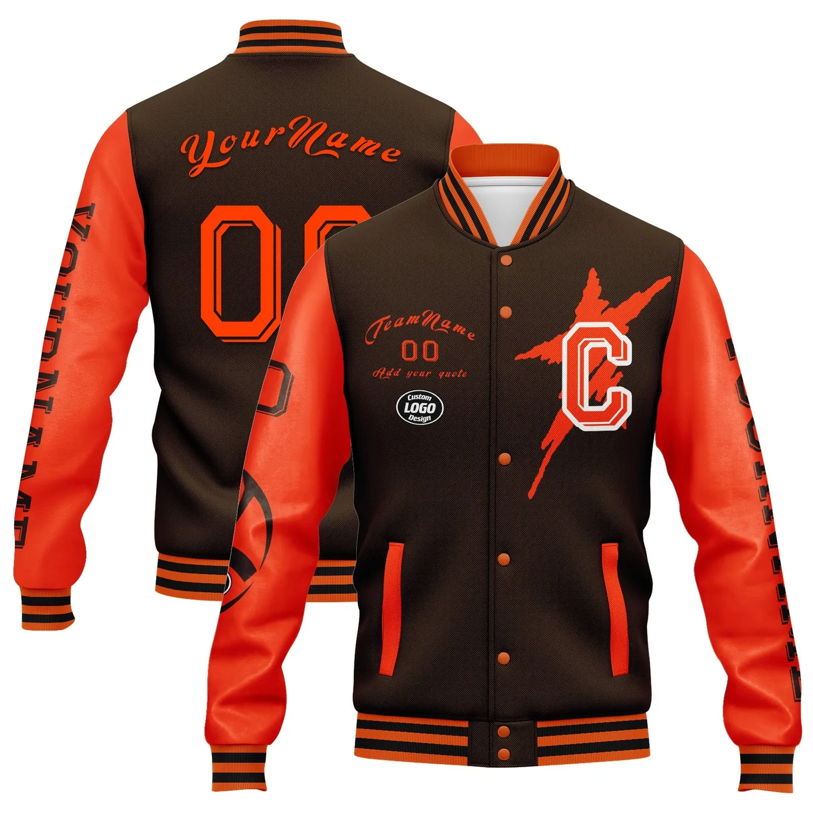 Custom Brown Orange Cleveland Jacket and Sports Shoes Combo Offer Personalized Combo ZH-D020294-8