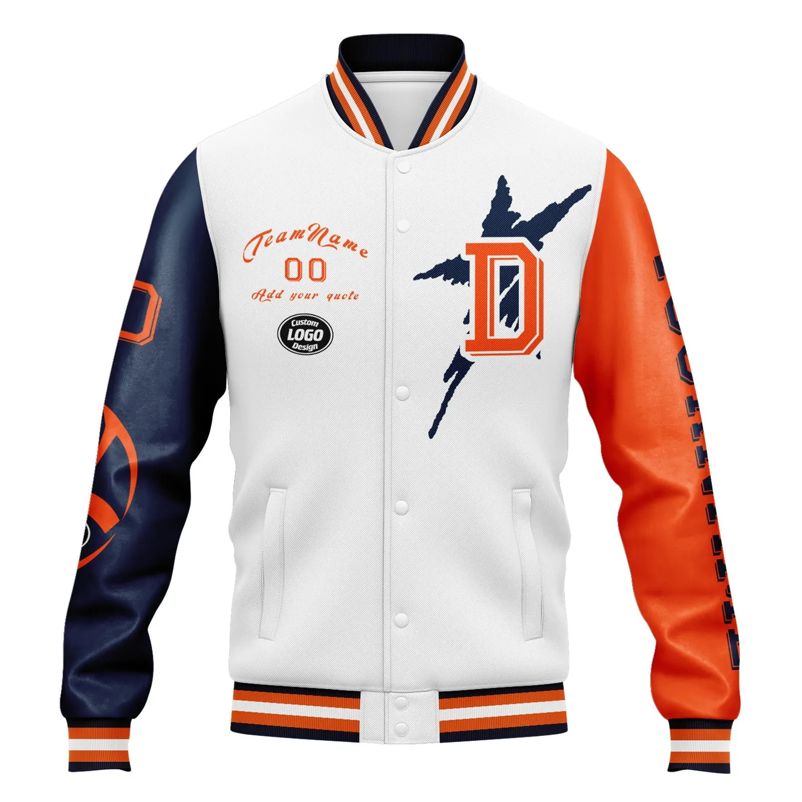 Custom White Orange Blue Denver Jacket and Sports Shoes Combo Offer Personalized Combo ZH-D020294-10