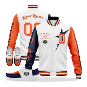 Custom White Orange Blue Denver Jacket and Sports Shoes Combo Offer Personalized Combo ZH-D020294-10