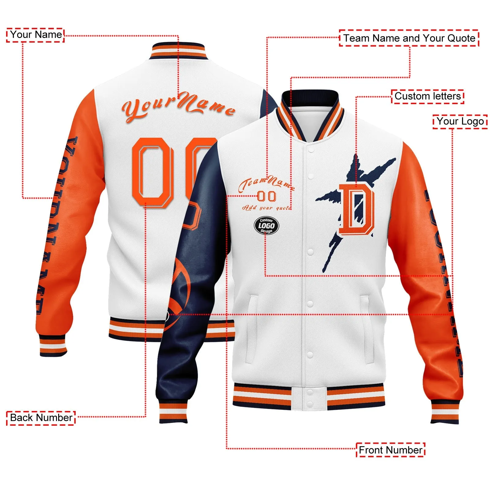 Custom White Orange Blue Denver Jacket and Sports Shoes Combo Offer Personalized Combo ZH-D020294-10