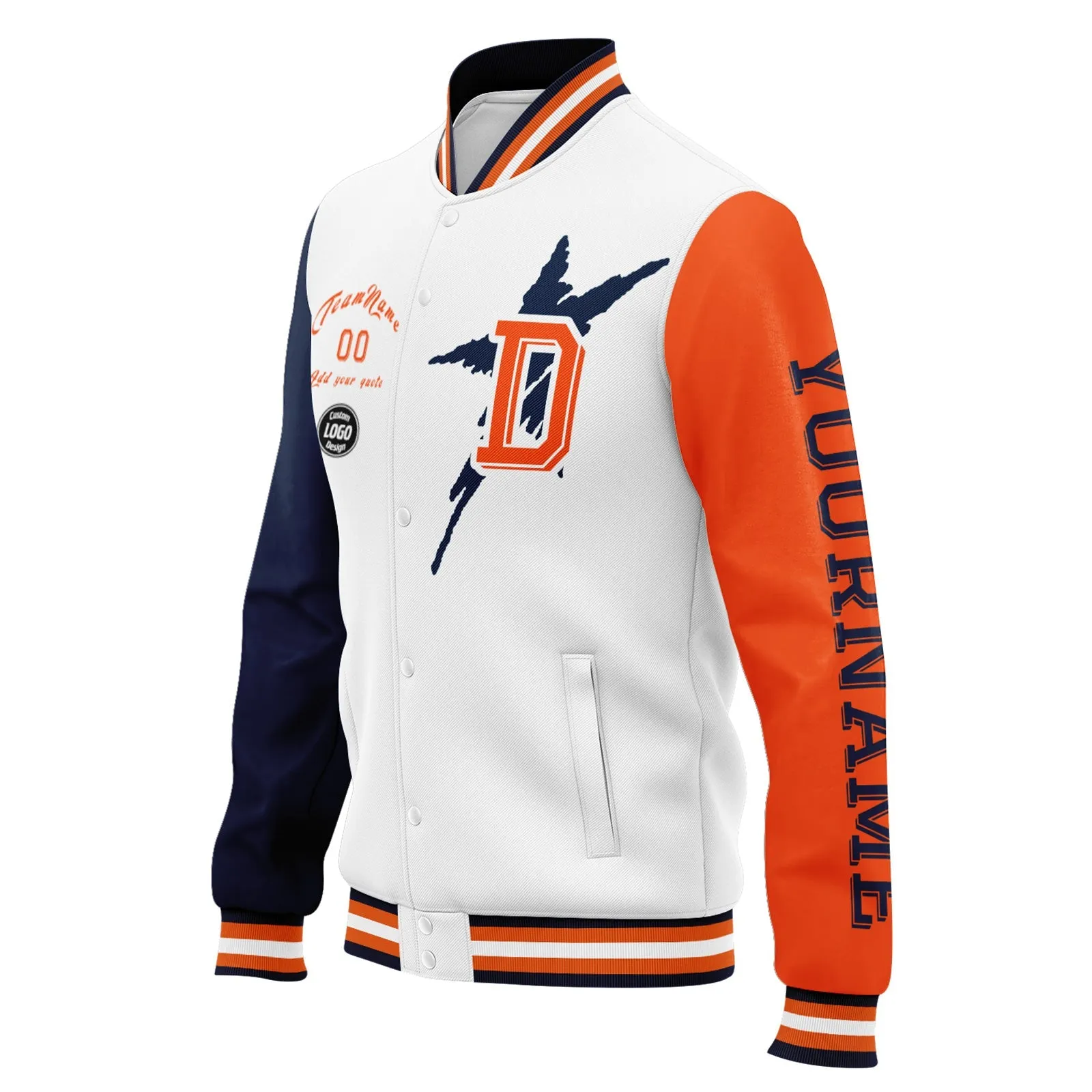 Custom White Orange Blue Denver Jacket and Sports Shoes Combo Offer Personalized Combo ZH-D020294-10