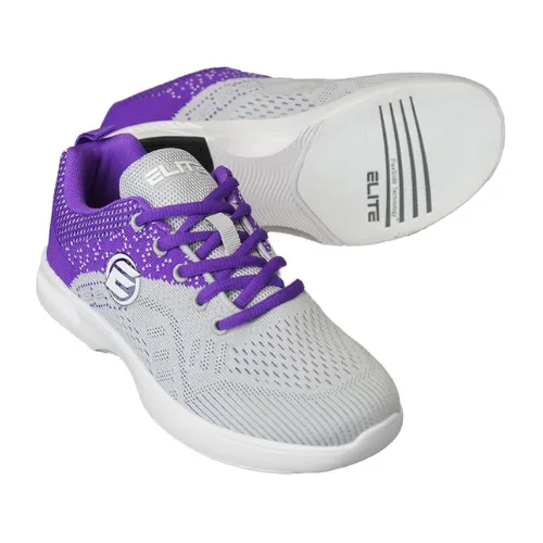 ELITE Women's Comfort Lace Up Grey/Violet Bowling Shoes