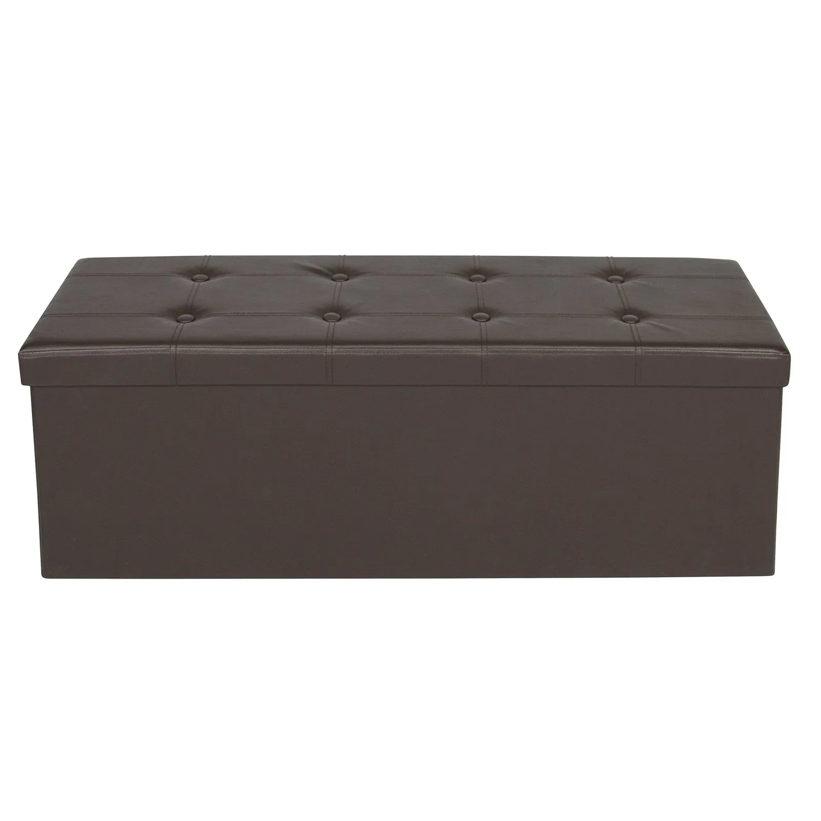 Faux Leather Folding Storage Ottoman Bench