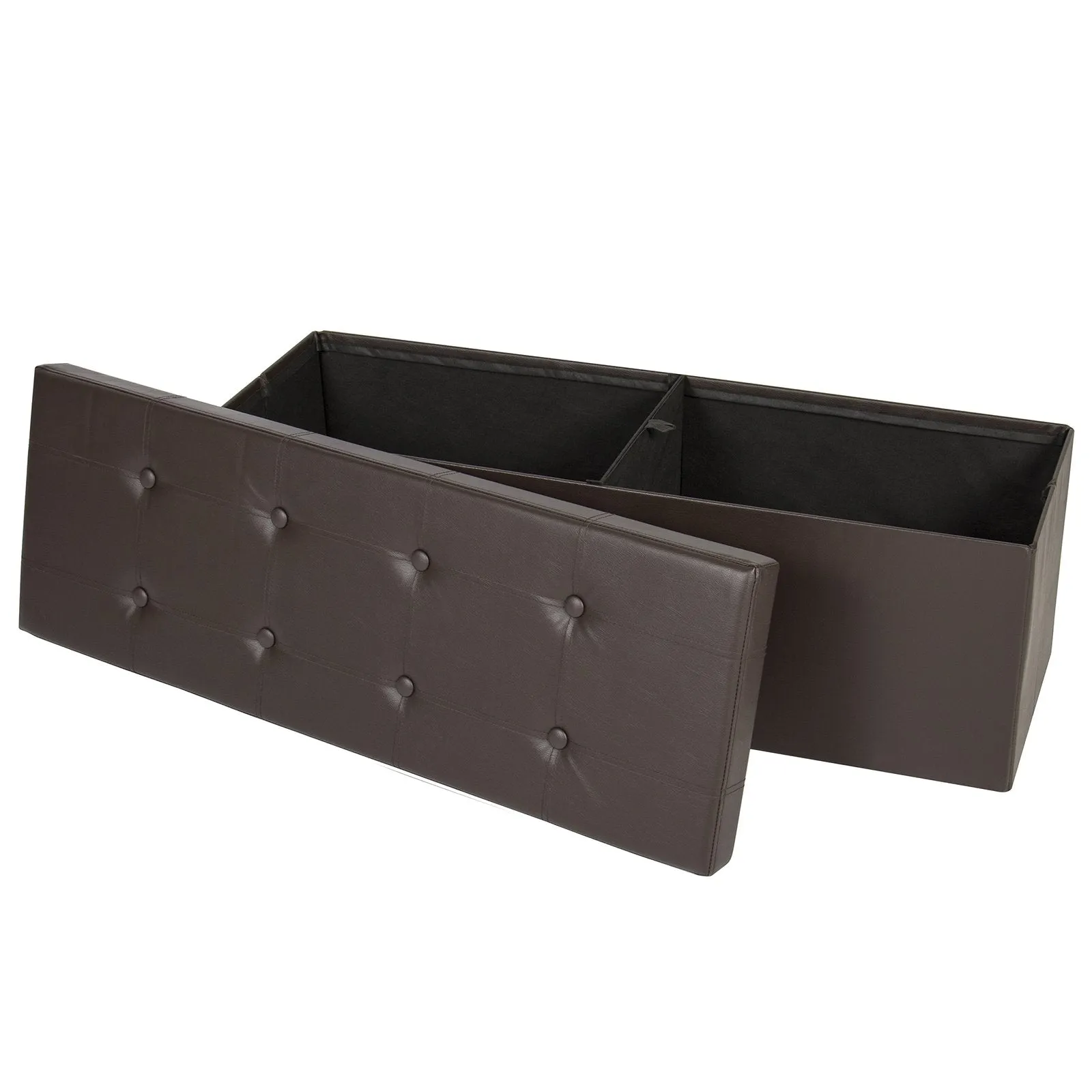 Faux Leather Folding Storage Ottoman Bench