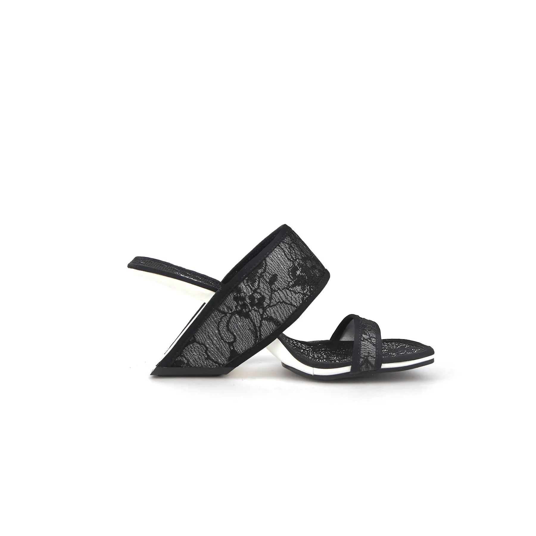 Floral Lace Square Toe Mules