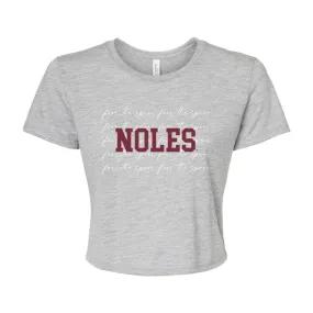 Florida State University College Script Crop Short Sleeve T-shirt in Gray