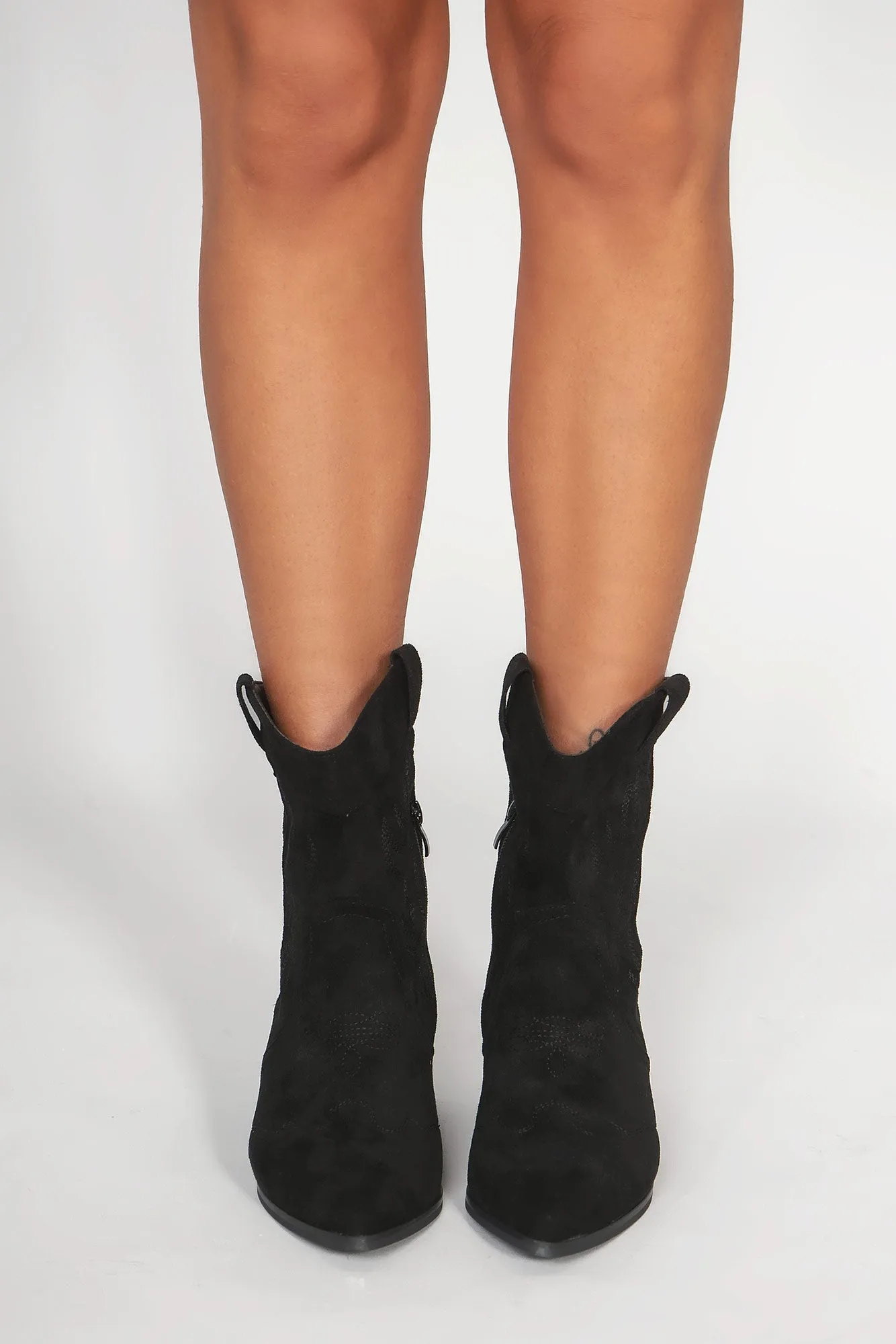 Frankie Black Suedette Western Boots