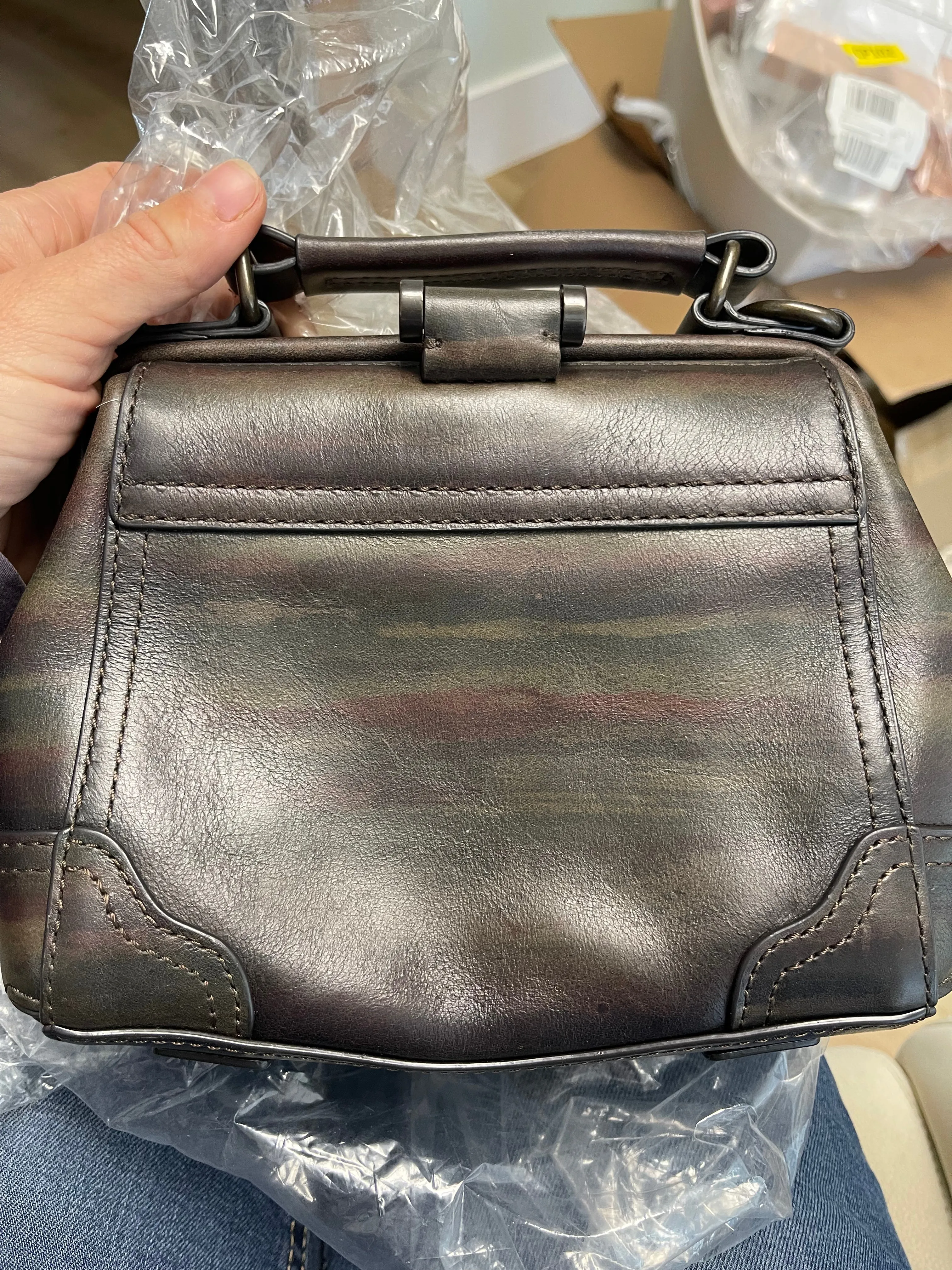 Frye Leather Charlie Frame Satchel, Dark Multi