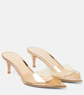 Gianvito Rossi elle 55 pvc and patent leather mules, gold