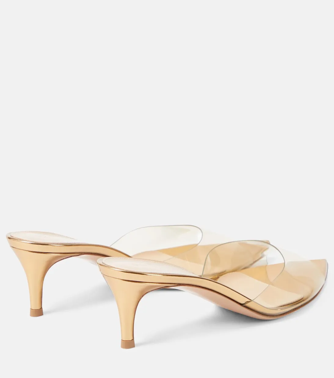 Gianvito Rossi elle 55 pvc and patent leather mules, gold