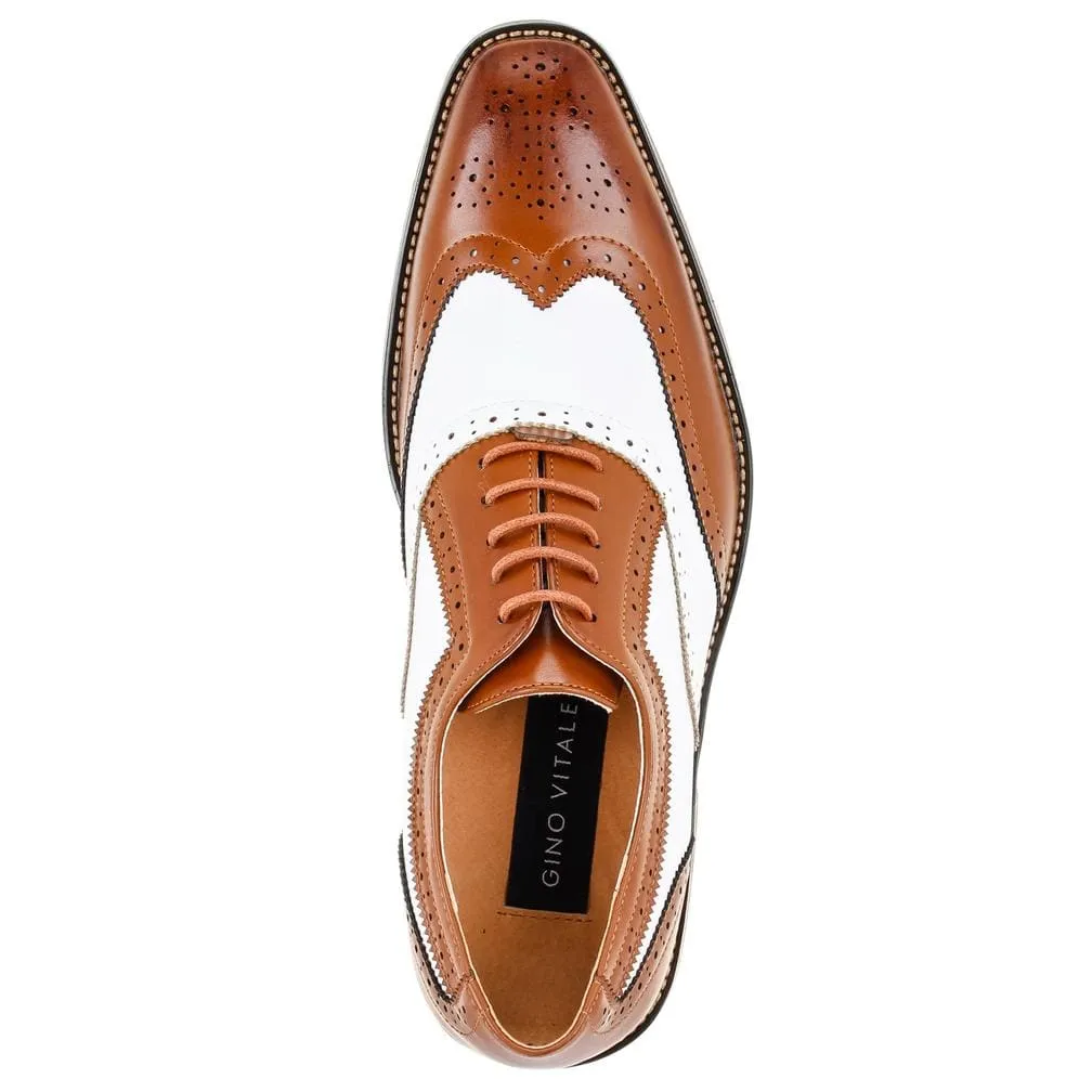 Gino Vitale Men's Two Tone Wing Tip Oxford Dress Shoes