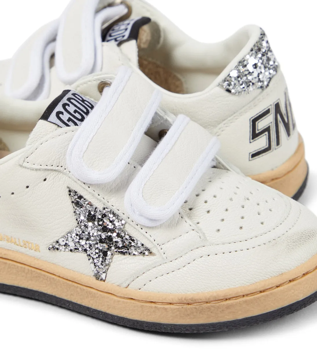 Golden Goose glitter leather ball star sneakers, white