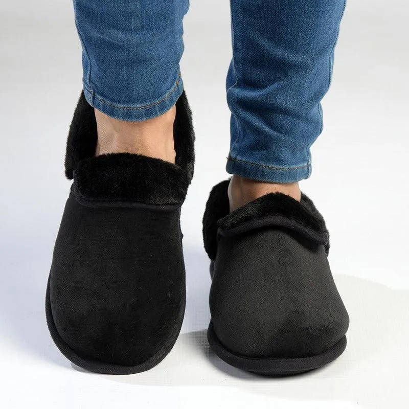 Hush Puppies Fur Top Lua Slippers - Black