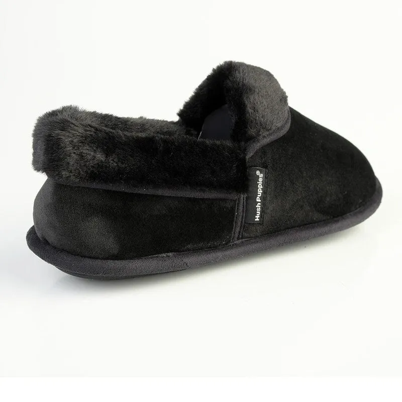 Hush Puppies Fur Top Lua Slippers - Black