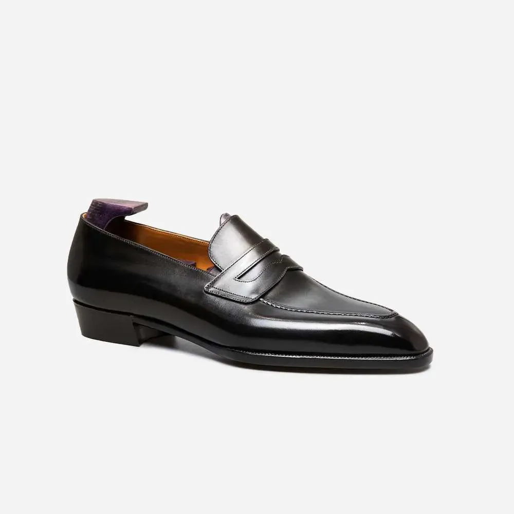 Italian Vega® Premium Black Leather Loafer Shoes