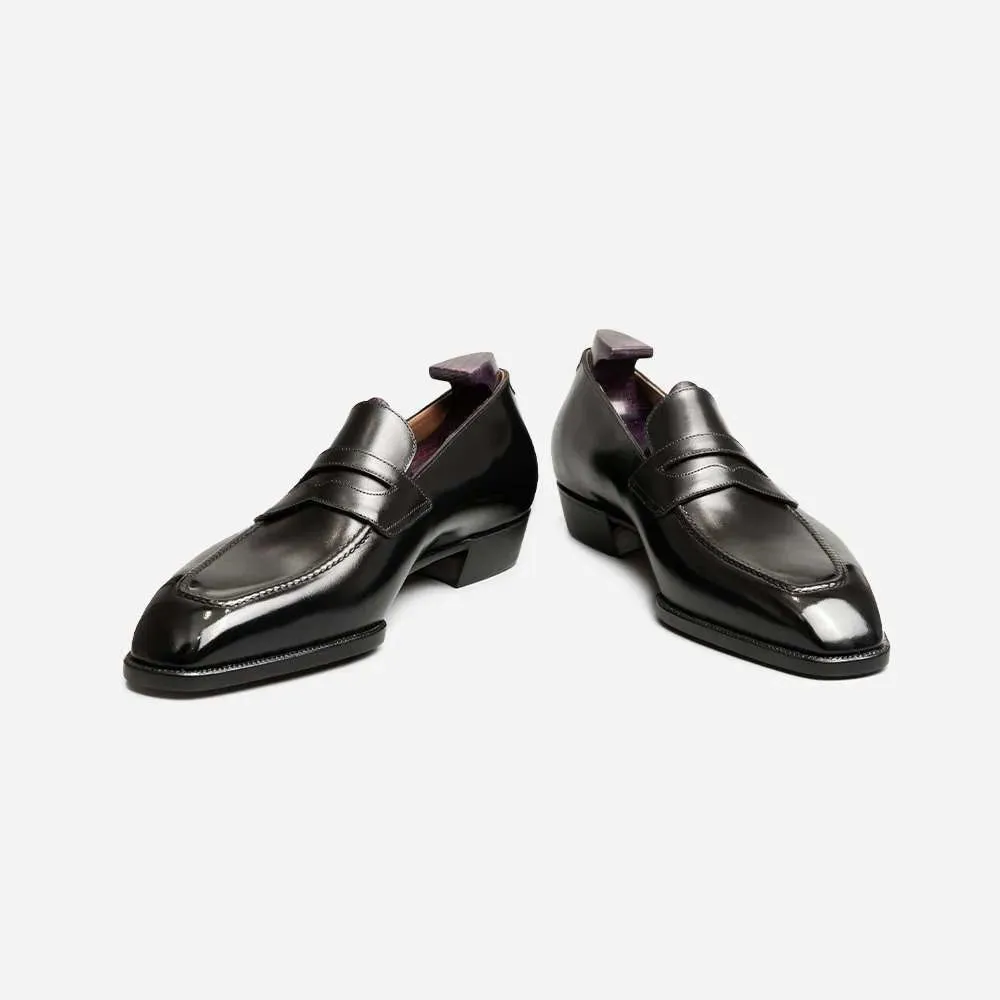 Italian Vega® Premium Black Leather Loafer Shoes