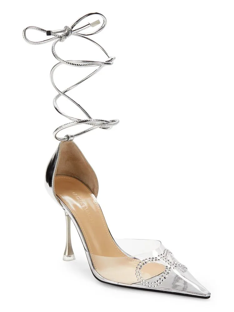 Mach & Mach Metallic Embellished Pumps, Silver