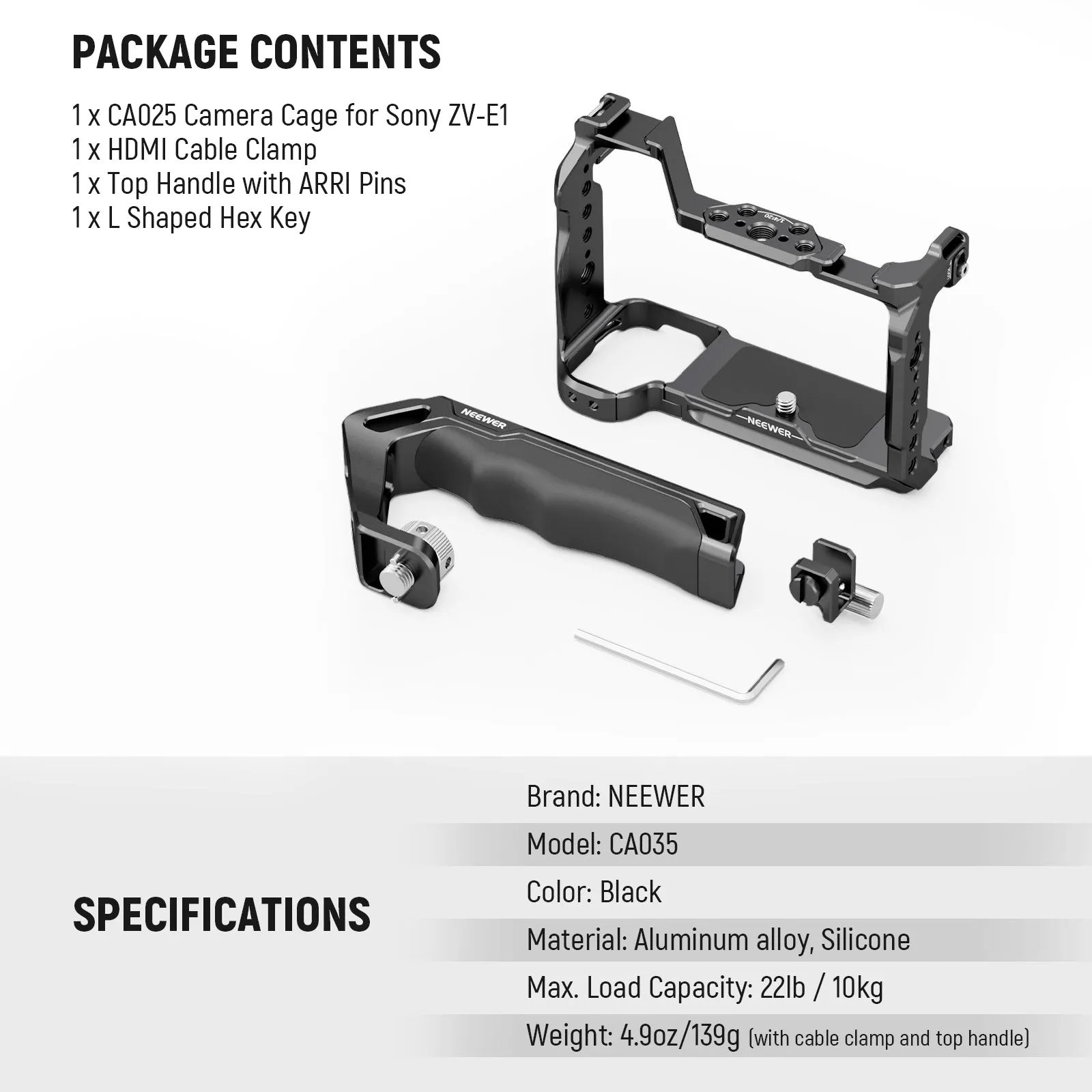 NEEWER CA035 Camera Cage Kit For Sony ZV-E1