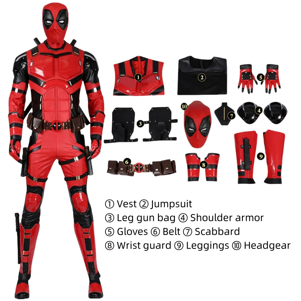 【New Arrival】Xcoser Deadpool3 Wade Wilson Bright Red Full Suit Cosplay Costume