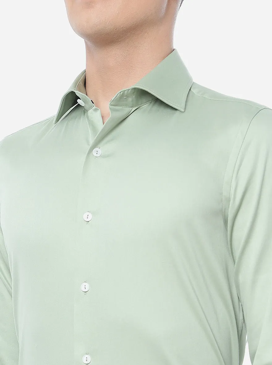 Pista Green Solid Slim Fit Party Wear Shirt | Wyre