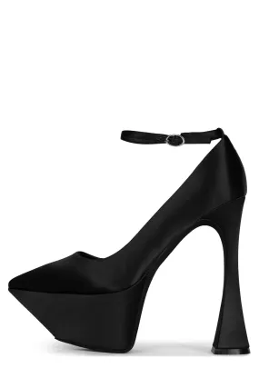 Siouxsie High Heel Mary Jane Pumps - Black Satin